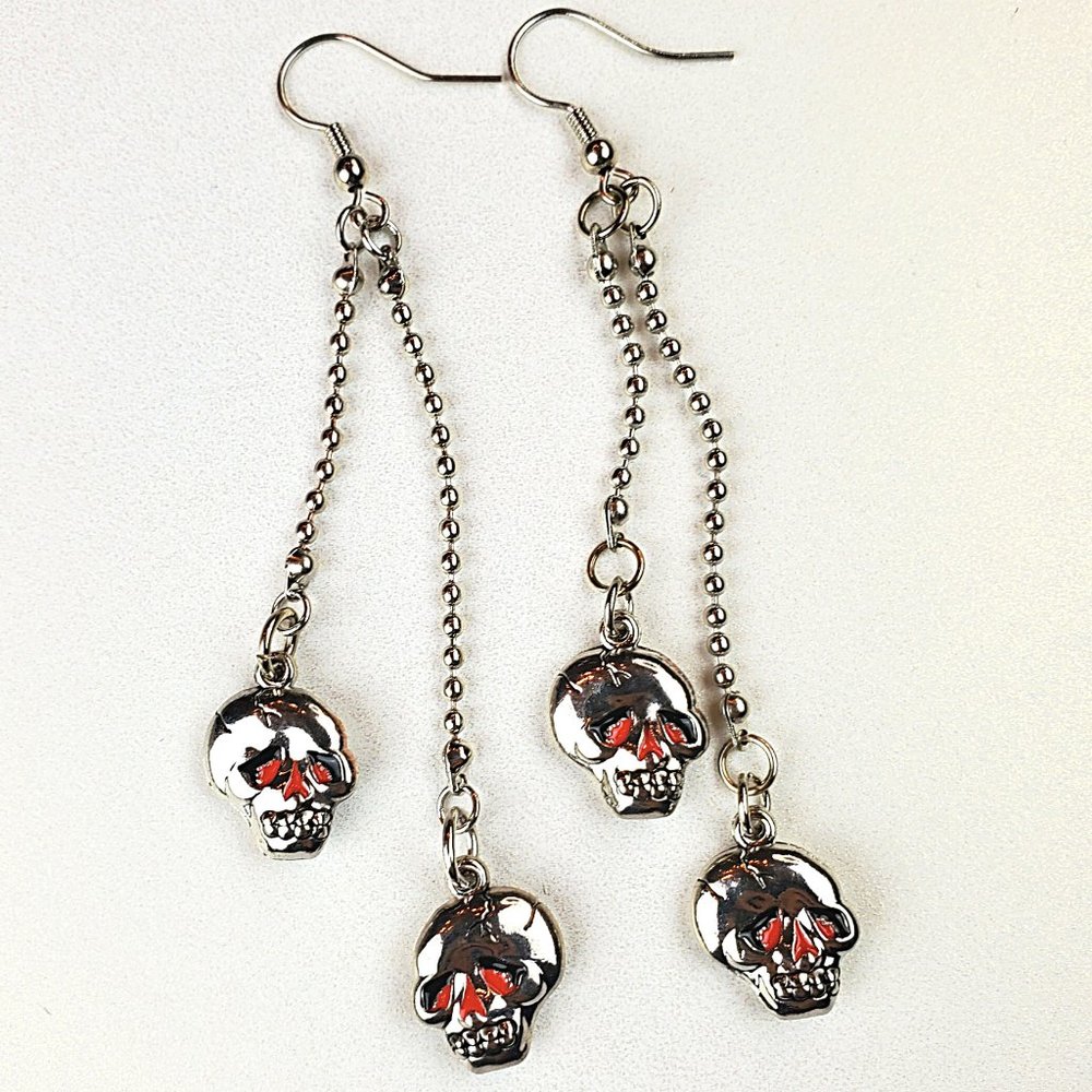 ED HARDY VINTAGE Style Earring /Double Skull Earring